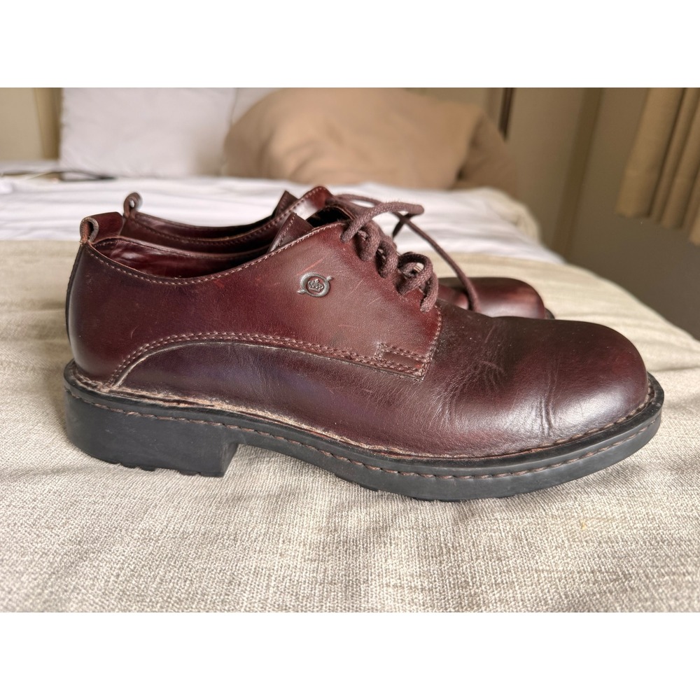 Born Mens Leather Oxford Shoes Burgundy Brown Lace Up B6475 10.5 M/W EU 44.5